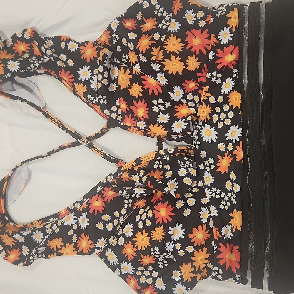 Floral Black One Piece Swimsuit - Picture 2 of 5